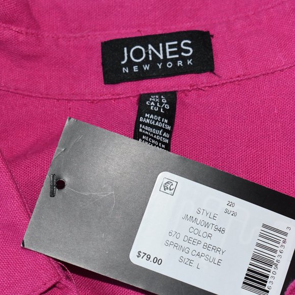 Jones New York Pink Linen Top NWT - Picture 3 of 3